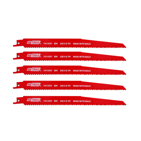 RECIPROCATING SAW BLADE SET BiM 225mm 6TPI/ 5pcs/ WOOD+NAILS