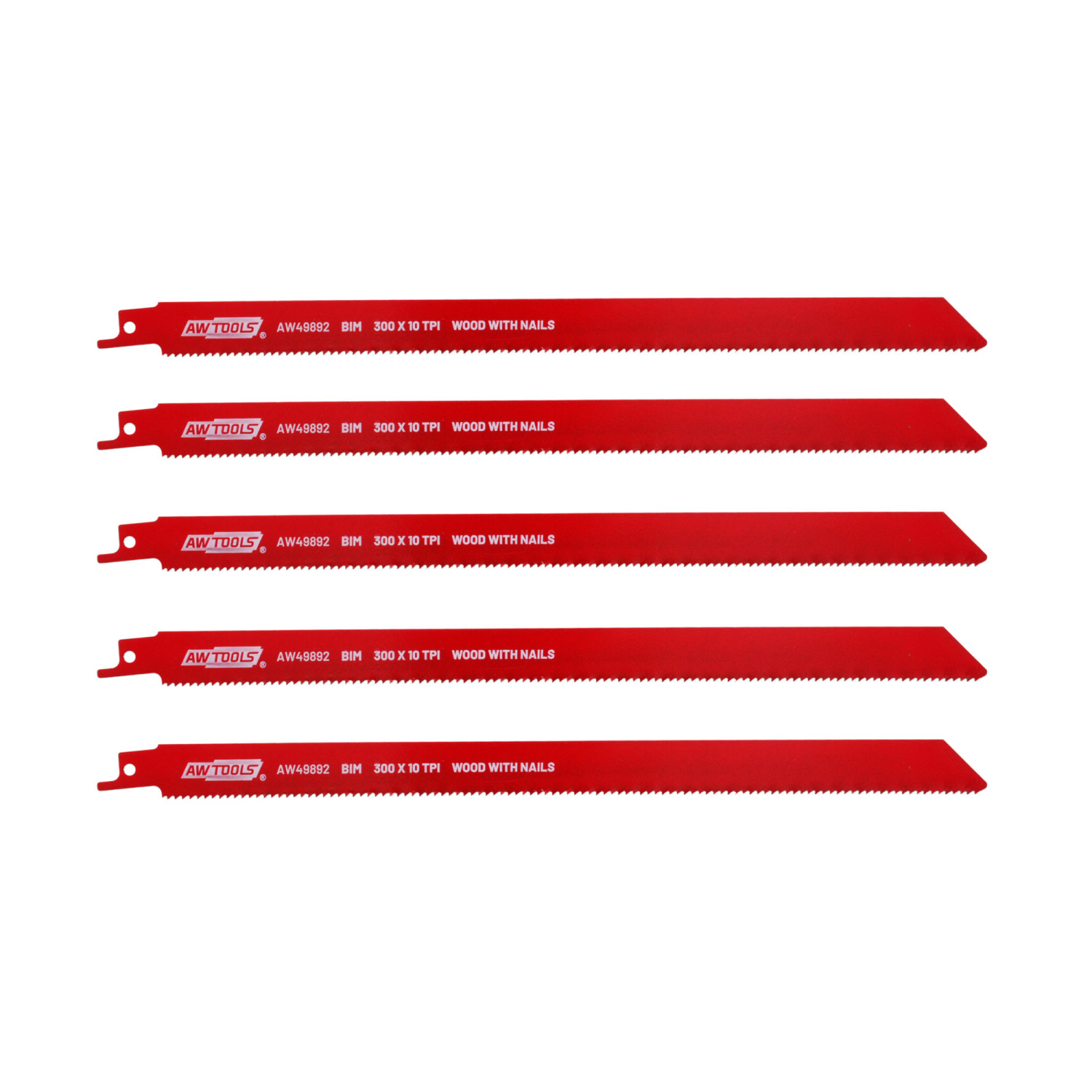 RECIPROCATING SAW BLADE SET BiM 300mm 10TPI/ 5pcs/ METAL-WOOD