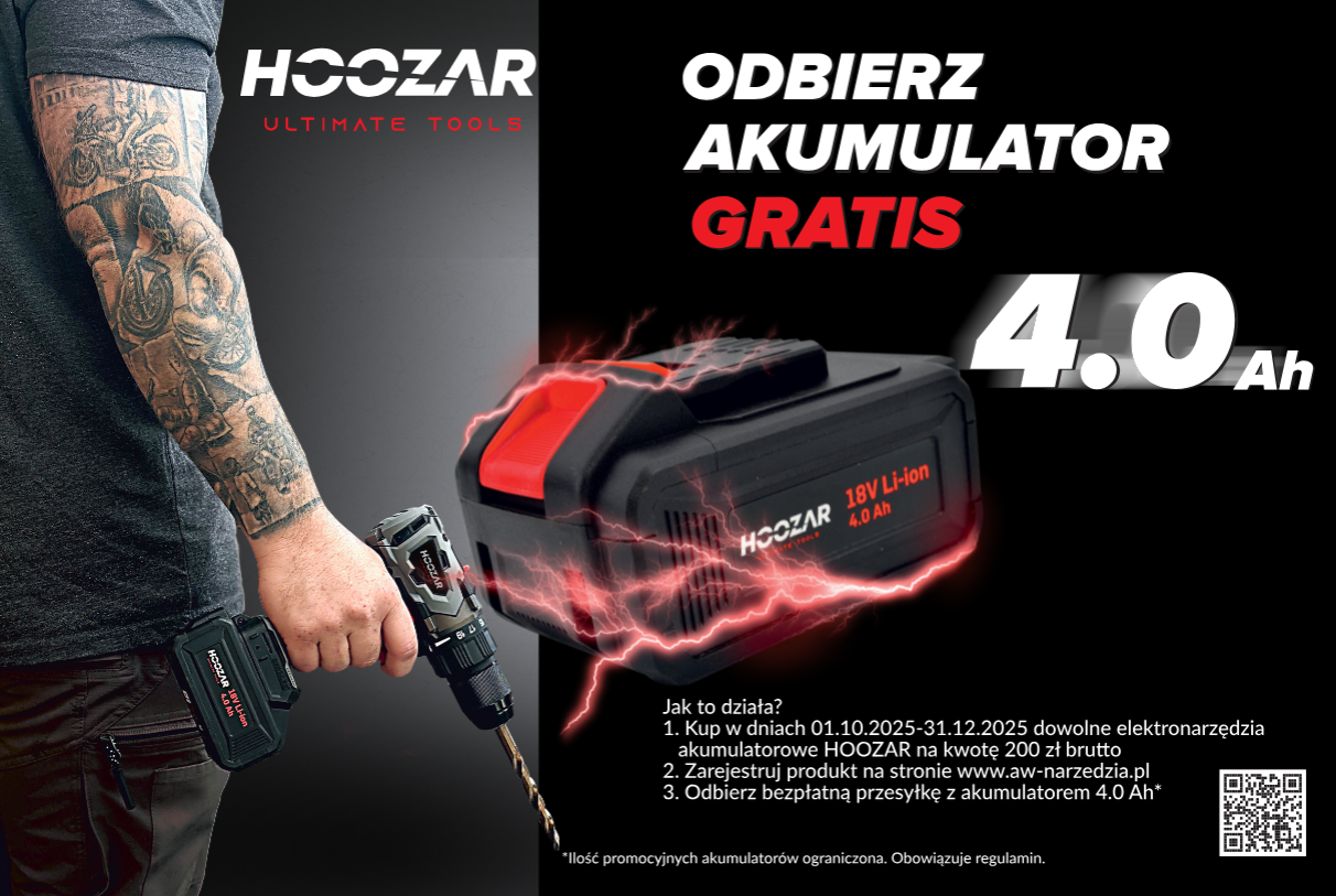 Promocja HOOZAR 18V- zgarnij zapasowy akumulator ekstra za zakupy!